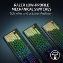 Razer Blackwidow V4 Low-Profile Hyperspeed - Kabellose, Flache Mechanische Gaming-Tastatur (Hyperspeed Wireless & BT, Multifunktionaler Drehregler & 11 Funktionstasten) Orange Switches | De-Layout