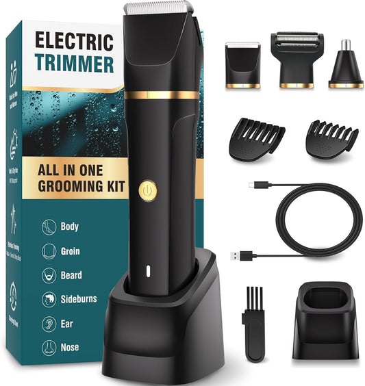 Intimrasierer Mann, 3-In-1 Nasenhaartrimmer Und Rasierer Herren Elektrisch Mit Stehender Ladestation,Nass-Und Trockengebrauch,Rasierer Herren Intimbereich Für Brust Beine Achselhöhle Leiste Nase,Ipx7