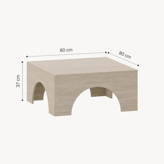 [En.Casa] Couchtisch Vivatka Wohnzimmertisch Beistelltisch 80 X 80 X 37 Cm Sofatisch Quadratisch Kaffeetisch Travertin