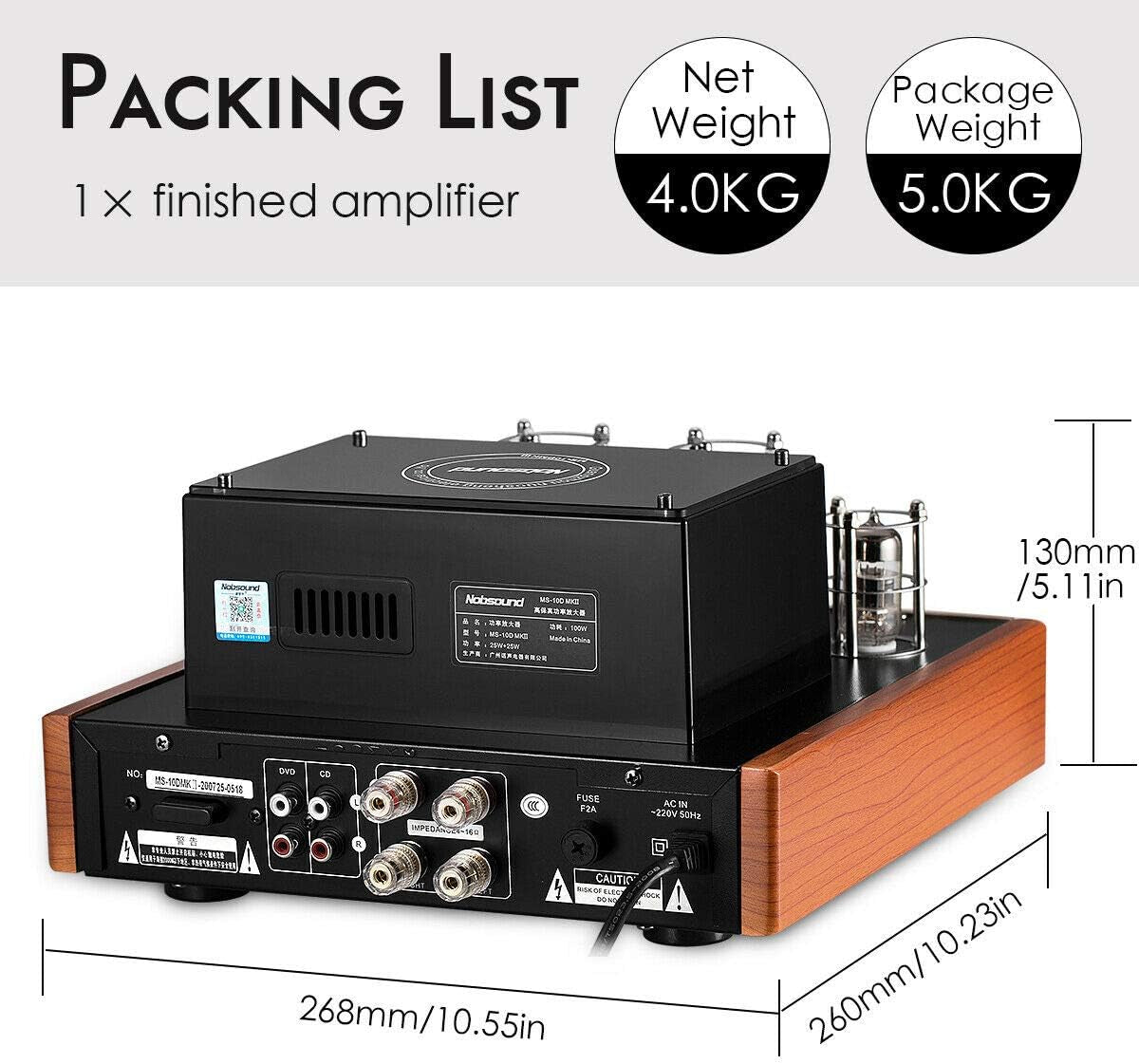 Nobsound MS-10D MKII Tube Amplifier Bluetooth/Usb/Headphone Amp Bass&Treble Hifi Verstärker Audio Receiver Stereo Röhrenverstärker