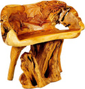 Windalf Massiver Gartenstuhl Mit Drachen NACHTSCHATTEN 80 Cm Holz-Hocker Handarbeit Wurzelholz