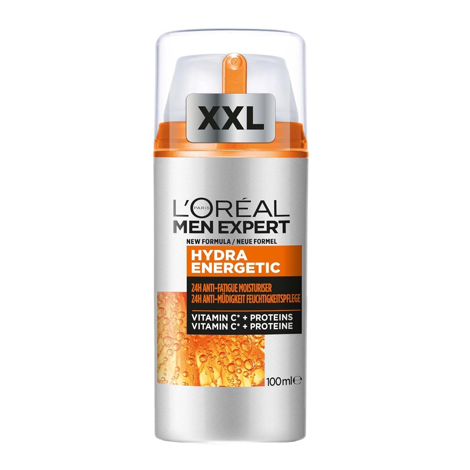 L'Oréal Men Expert XXL Gesichtspflege Gegen Müde Haut Für Männer, Belebende Feuchtigkeitscreme 24H Anti-Müdigkeit, Gesichtscreme Für Herren Mit Vitamin C, Hydra Energy, [Amazon Exclusive], 1 X 100 Ml