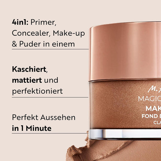 M. Asam Magic Finish Make up Mousse Classic (30Ml), 4-In-1 Primer, Make Up, Puder & Concealer, Kaschiert, Gleicht Aus, Verschönert & Perfektioniert - Für Helle Bis Mittlere Haut, Vegan