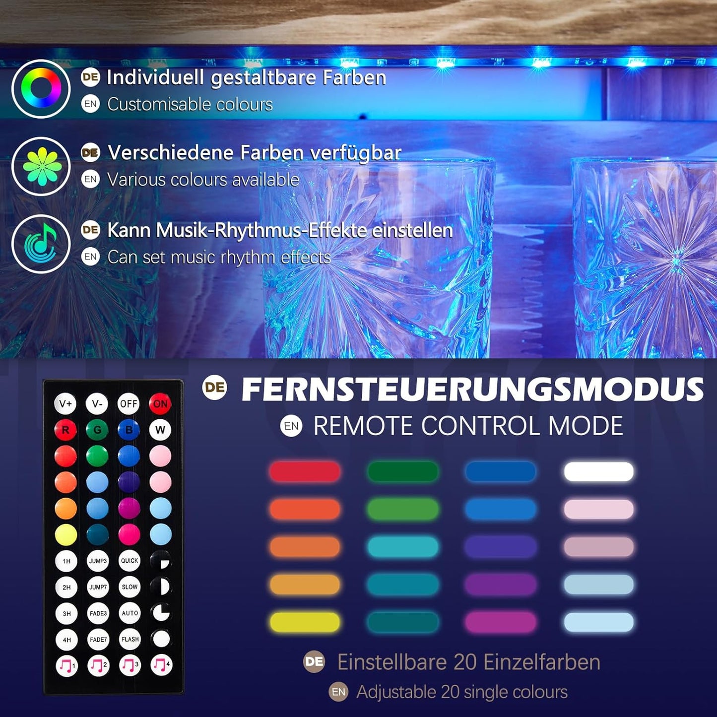 Yorbay Weinregal Mit Led-Licht Palette Beflammt Holz, Wandbar Mit Korkhalter, Für Weingläser, Whiskygläser, Flaschenhalter Hausbar, Vintage, Geschenk