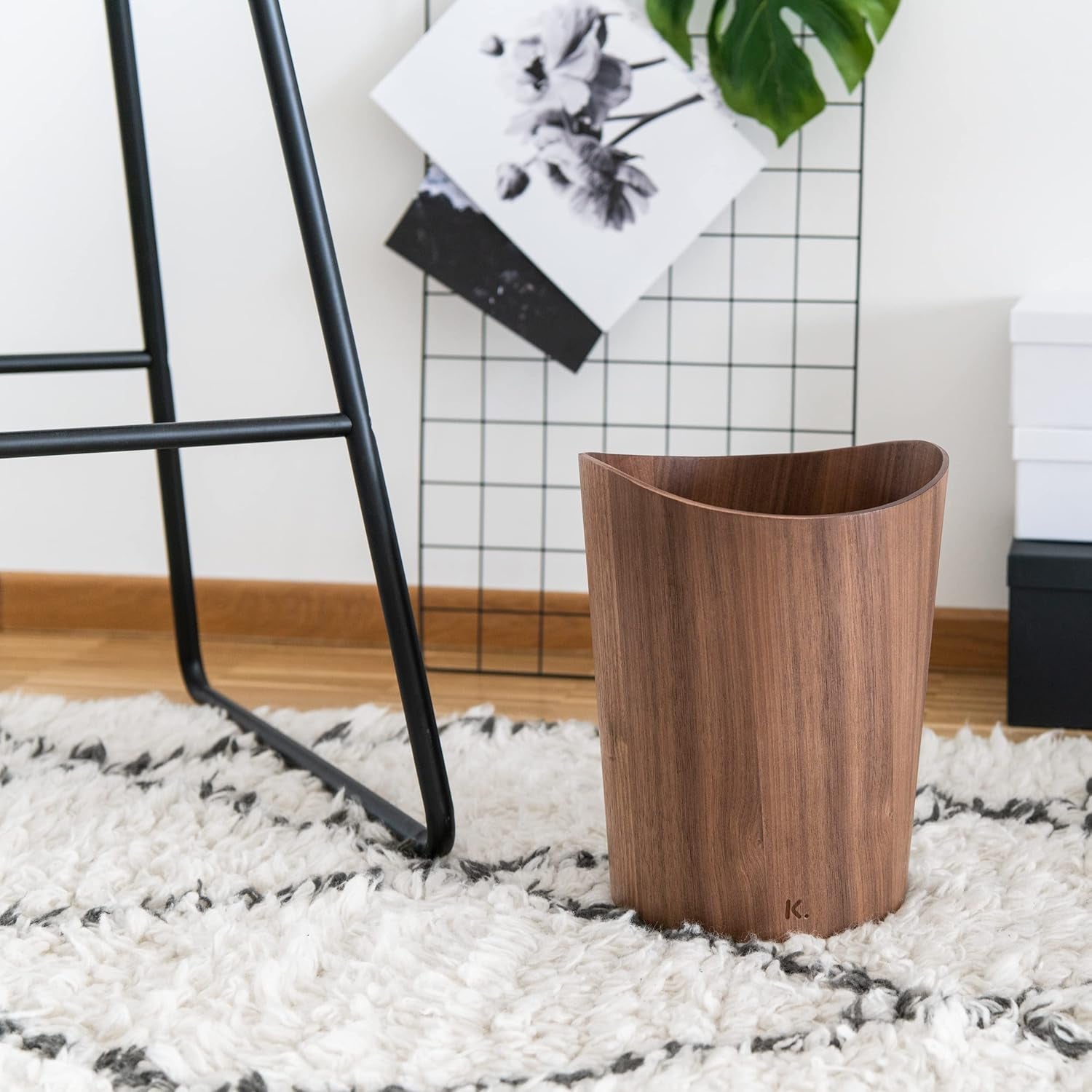 Kazai. Echtholz Papierkorb Börje | Holz Mülleimer Für Büro, Kinderzimmer, Schlafzimmer U.M. | 9 Liter | Walnuss