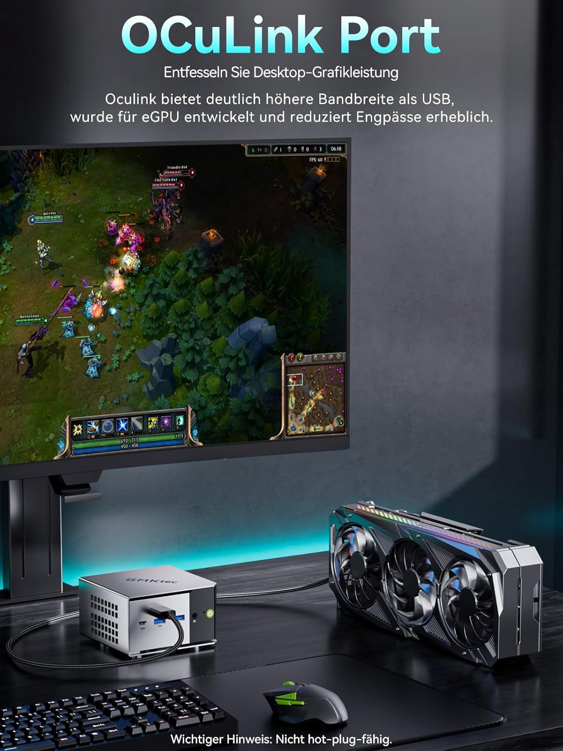 Gmktec AMD Mini Gaming PC Ryzen 5 Pro 6650H(Beats 5825U/7430U 6K/12T) Mini-Pc M8 16GB DDR5 6400, 1TB M.2 SSD, Mit Oculink|Dual 2.5G Lan|Wifi6E|Triple 8K Display, Micro PC Für Büro/Gaming/Zuhause