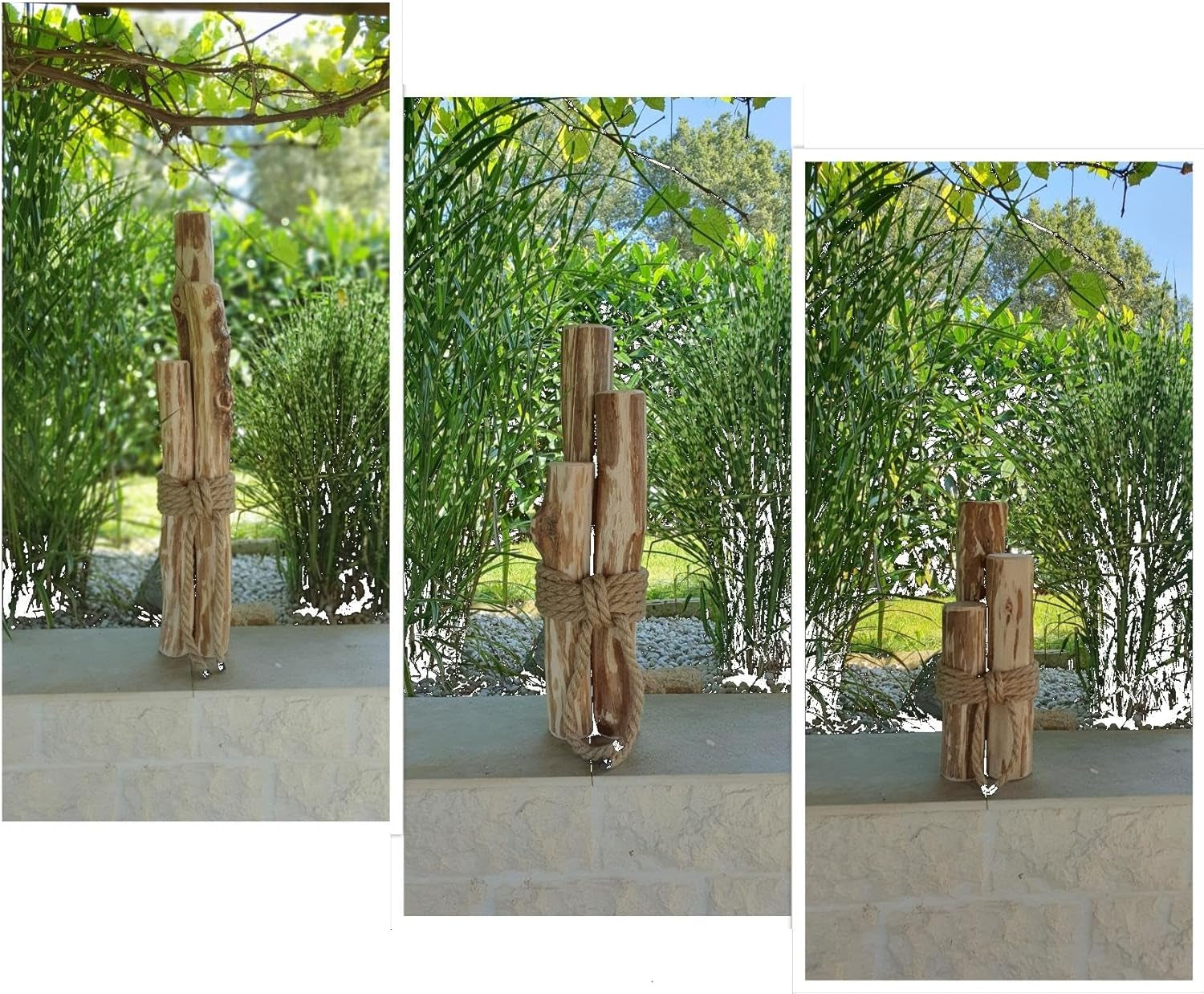 Nature LOUNGE Maritime Windlichtsäulen Aus Haselnuss - Naturholz Dekoration Haus Und Garten (60 Cm)