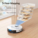 Lubluelu Saugroboter Mit Wischfunktion 3-1, 4500Pa Staubsauger Roboter Lasernavigation Mit 5 Karten, 55 Db Roboterstaubsauger Mit APP Steuerung, Ideal Für Tierhaare, Teppiche, Hartböden, Weiß (SL60D)