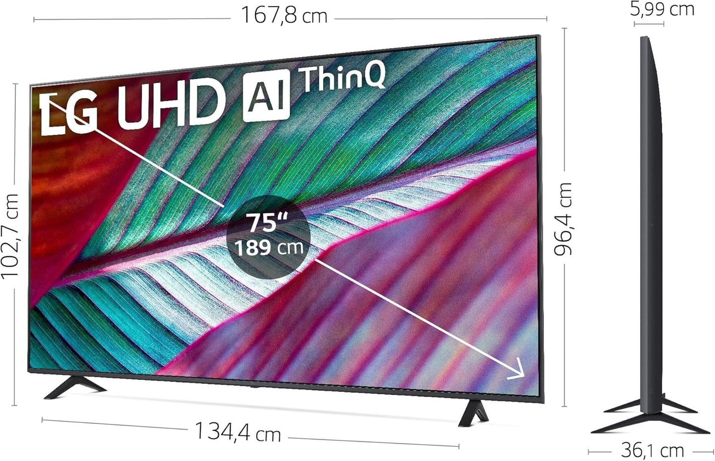 LG 75UR78006LK 190 Cm (75 Zoll) UHD Fernseher (Active HDR, 60 Hz, Smart TV) [Modelljahr 2023]
