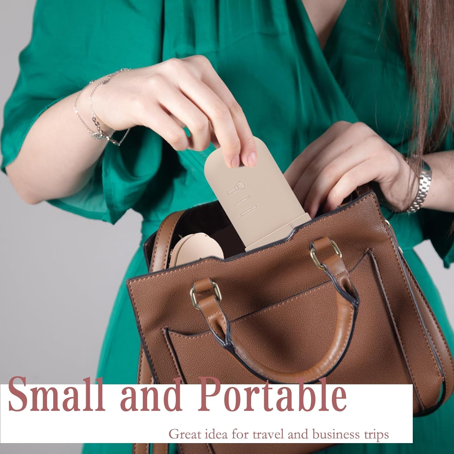 Travel Essentials Make up Tasche Silikon, 1Stk Make up Pinsel Aufbewahrung Und 1Stk Beauty Blender Case, Leicht Zu Reinigen, Weich Und Tragbar, Für Reisen (Khaki)