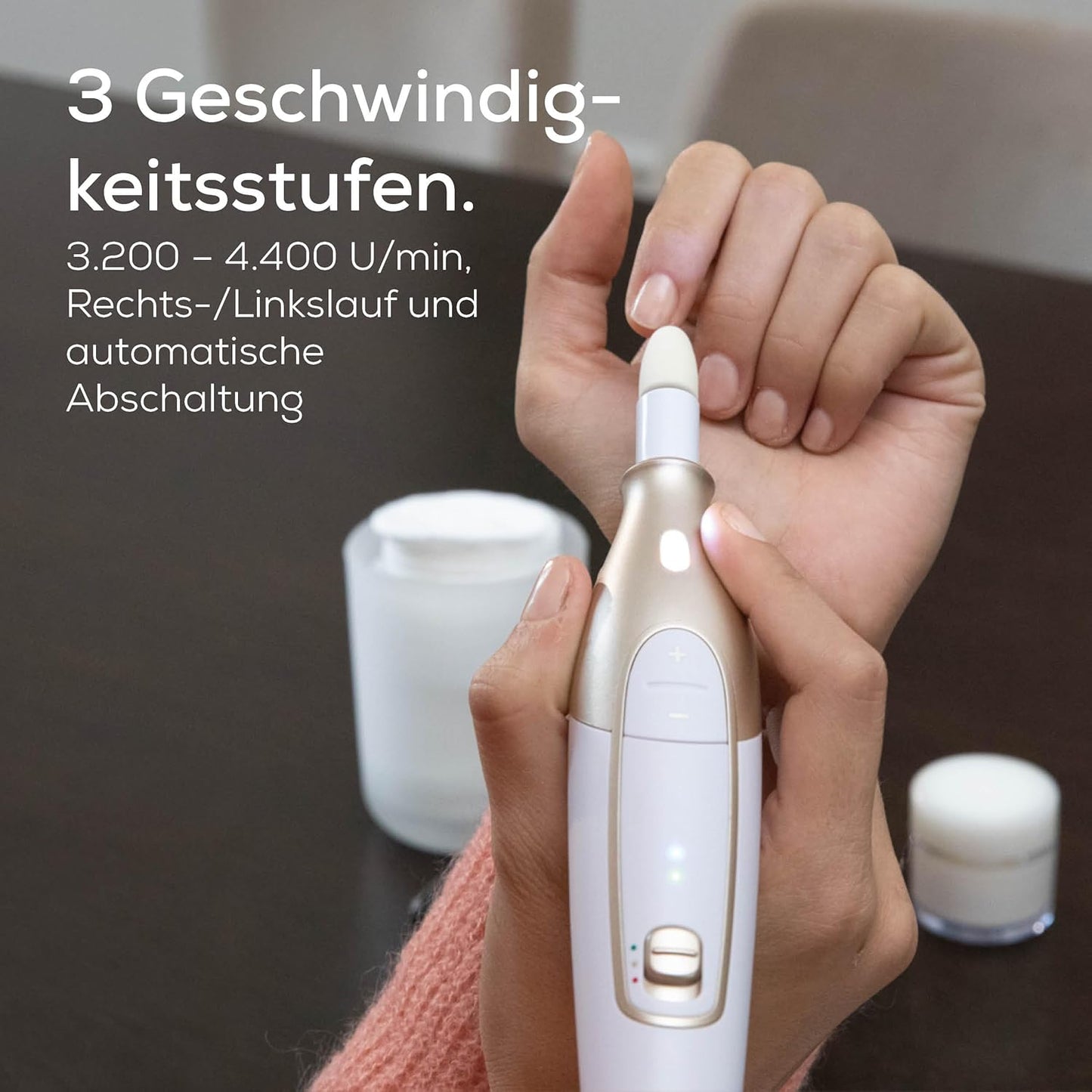 Beurer MP 64 Maniküre/Pediküreset, Elektrisches Nagelpflegeset Mit Akku, 10 Aufsätze Zur Nagelpflege Für Schöne Hände Und Füße, Mit LED Licht, Einheitsgröße, White and Gold
