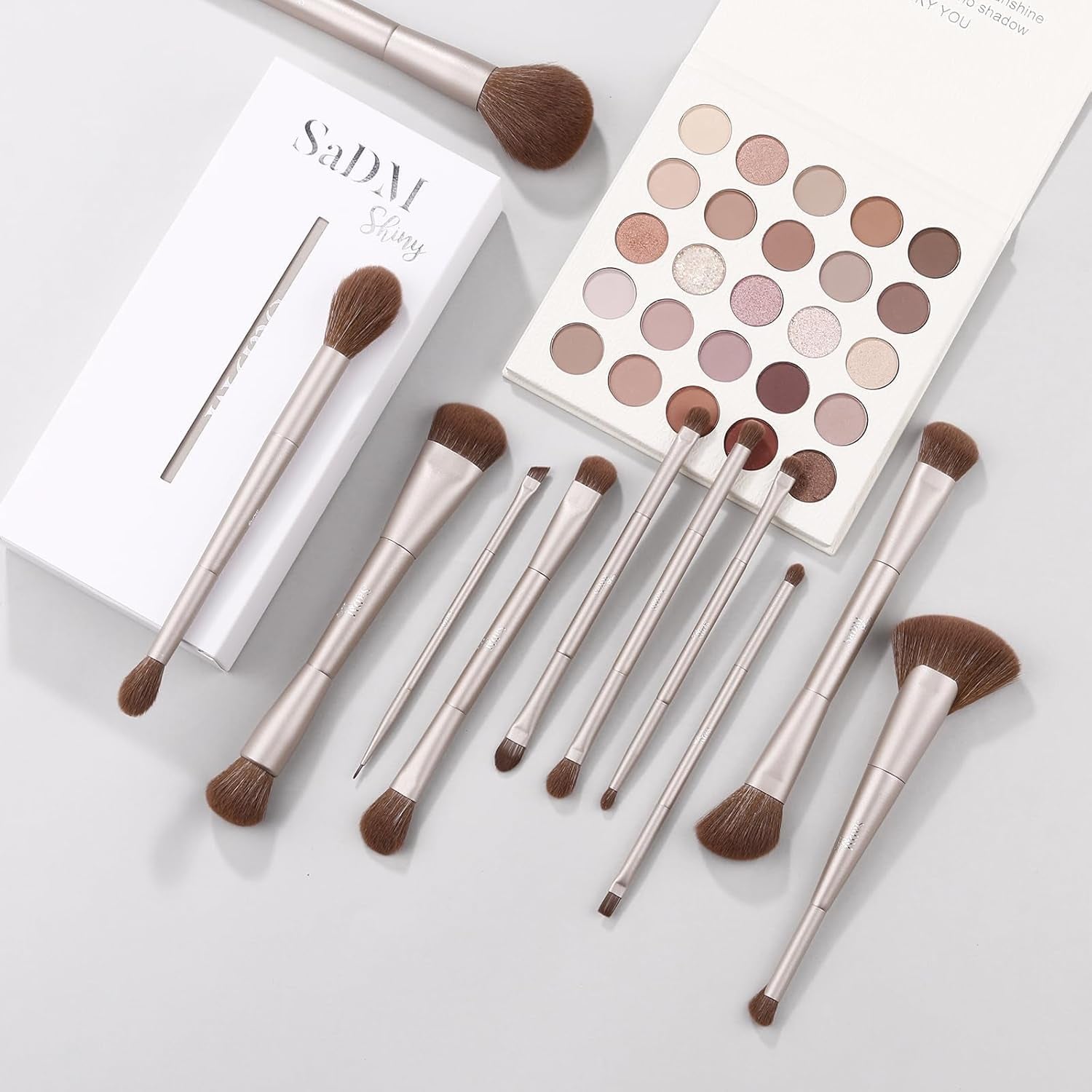 Doppelseitiges Make up Pinsel Set 11-Teilig – Schminkpinsel Für Foundation, Puder, Concealer, Highlighter, Contour, Lidschatten & Rouge – Synthetische Borsten