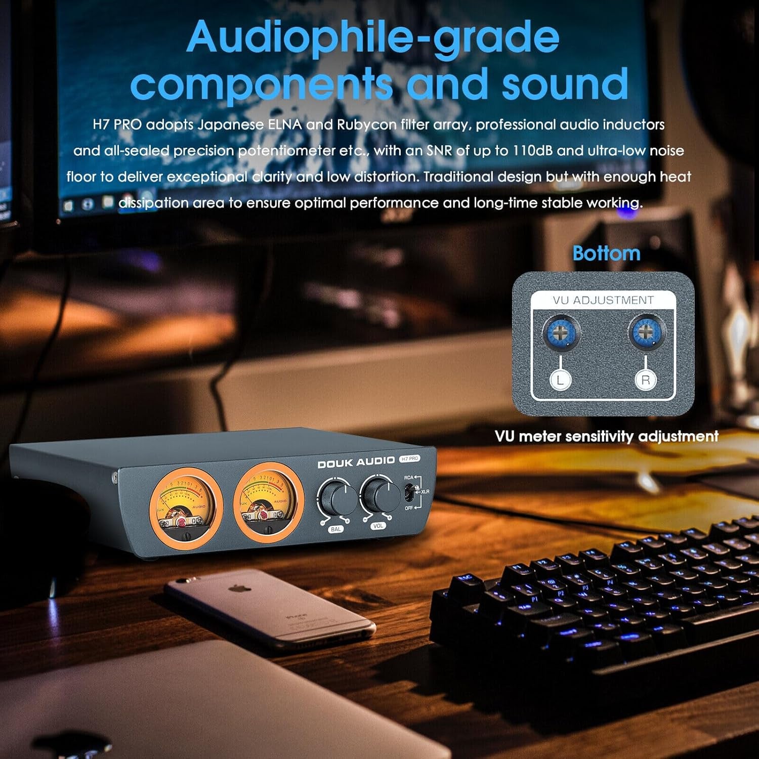 Douk Audio H7PRO TPA3255 Digitaler Hifi Verstärker Mit Vu-Meter 300W Home Stereo Amplifier