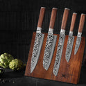 5-Teiliges Edelstahl Küchenmesser Set Mit Damast Optik Inklusive Magnetischem Messerblock I 5 Küchenmesser Mit Pakkaholzgriff Im Set I Messerset Mit Block Aus Akazienholz