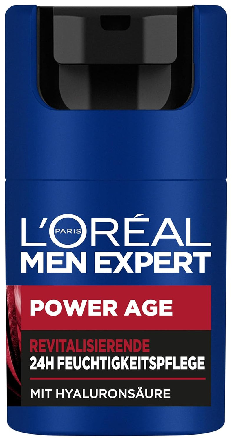 L'Oréal Men Expert Pflegeset Gegen Falten Für Männer, Geschenkset Mit Anti-Aging Tagescreme Und Nachtcreme Gegen Matte Haut, Geschenke Für Herren Mit Hyaluronsäure, Power Age, 2 X 50 Ml