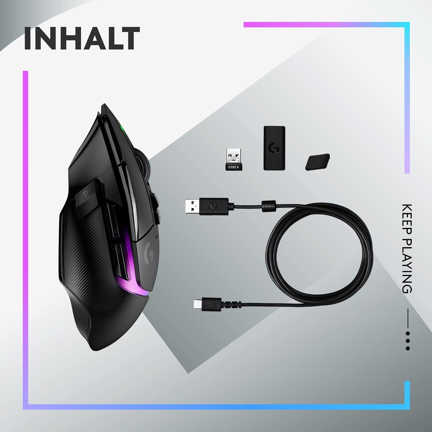 Logitech G502 X plus LIGHTSPEED Kabellose Rgb-Gaming-Maus - Optische Maus Mit LIGHTFORCE Hybridschaltern, LIGHTSYNC RGB, HERO 25K Gaming-Sensor, Kompatibel Mit PC - Macos/Windows - Schwarz