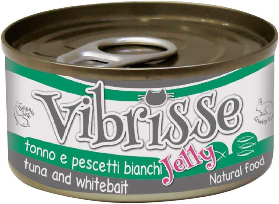 Croci Vibrisse Nassfutter in Gelee Für Katzen Auf Basis Von Thunfisch Und Weißfischen, Köstliches Gelee, 24 X 70 G