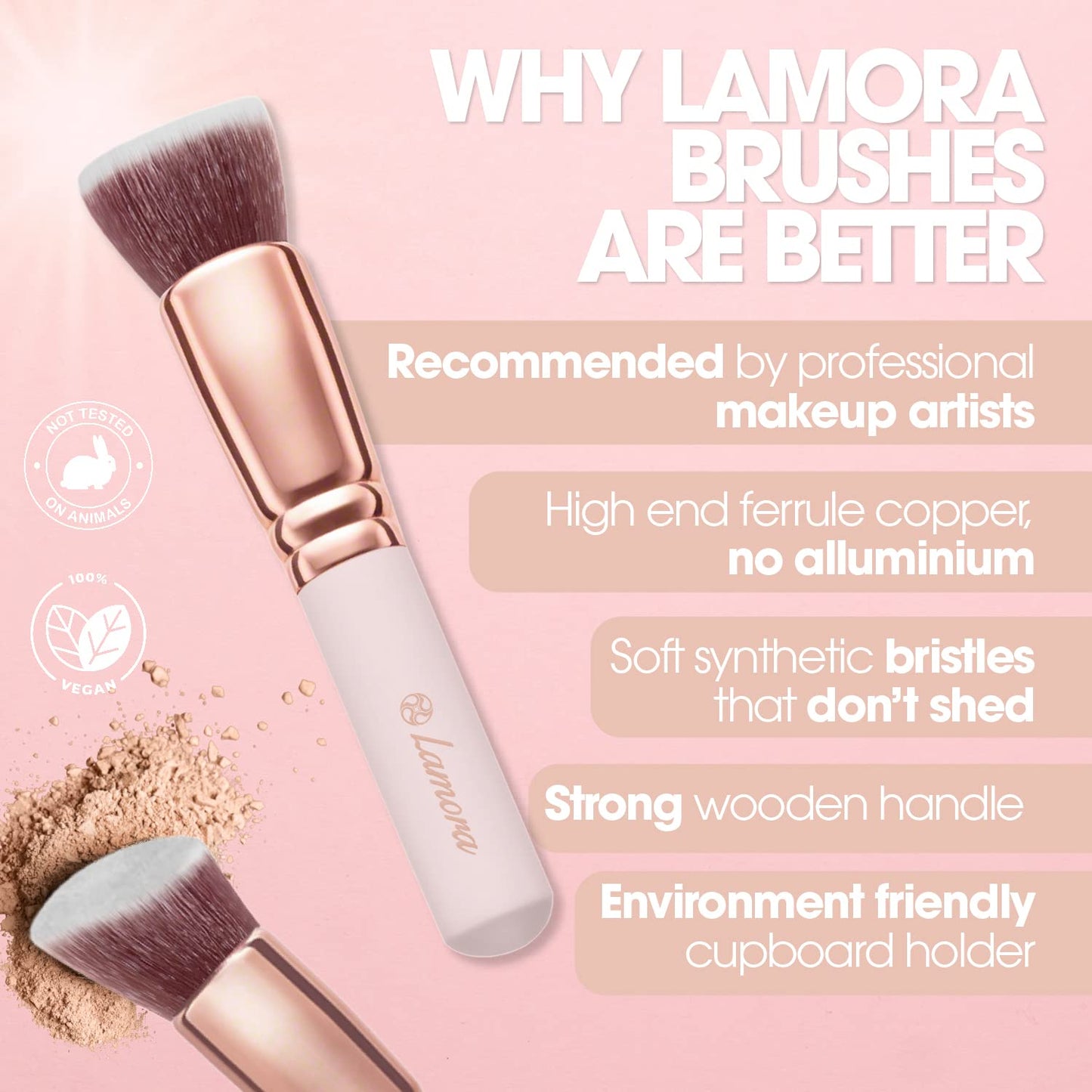 Make-Up Pinselset Kosmetik Kabuki - 10 Teiliges Premium Schminkpinsel Set (Puderpinsel Foundation Pinsel Inkl.) - Ideal Für Puder, Cremige Oder Flüssige Foundation - Super Geschenkidee