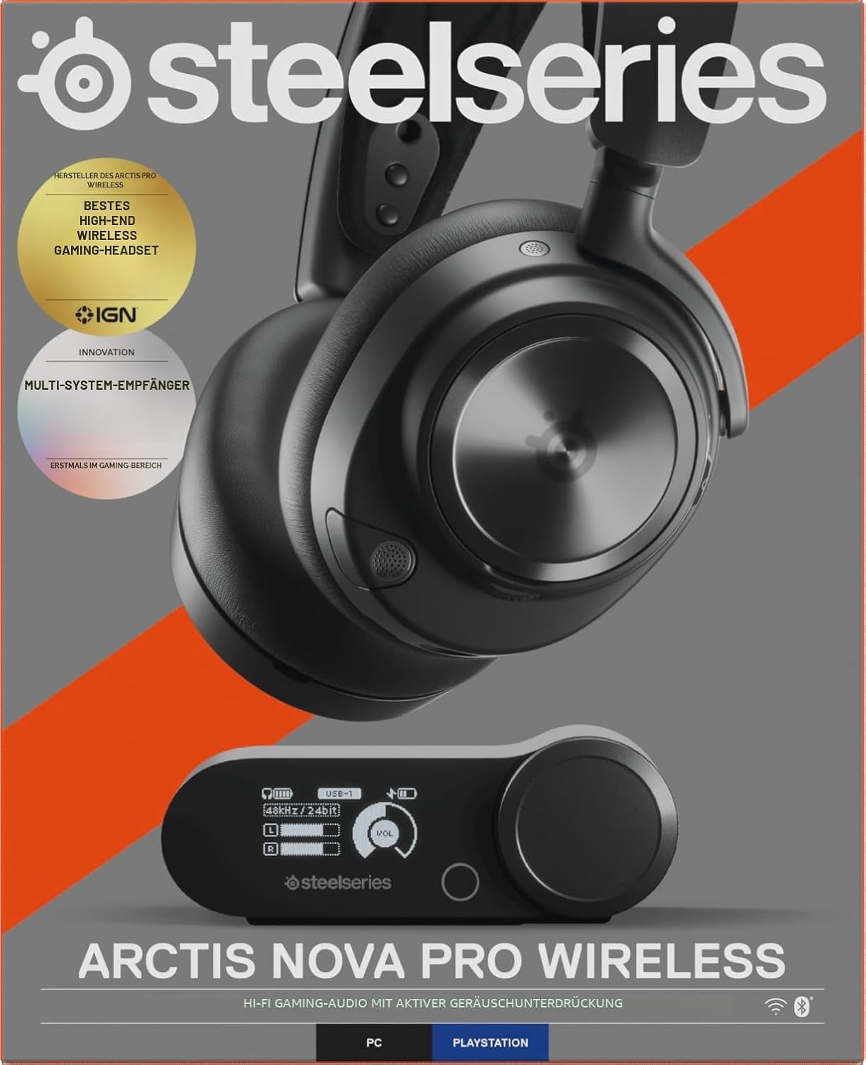 Steelseries Arctis Nova Pro Wireless - Multi-System Gaming Headset (PC, PS5, Switch + Bluetooth) - Hi-Fi-Treiber - Infinity Power System Mit 2 Akkus - Active Noise Cancellation - Clearcast Gen2 Mikro