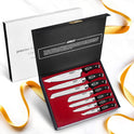 SCOLE® Messerset, Ultra Scharfes Küchenmesser Set 7-Teilig, Japanisches Deutsch 1.4116 Edelstahl Messer Set Profi Chefmesser Set Mit Ergonomisches Griff Mit Geschenkbox