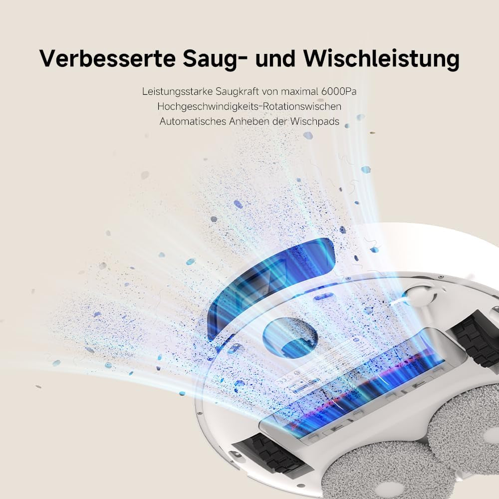 Xiaomi Robot Vacuum X20+ Saugroboter Mit Absaugstation Und 4L/4L Frisch- & Altwassertank - 2 Rotierende, Auto-Trocknung Wischmops, Bis 280M² Wischen, 6000Pa Saugkraft, Lds-Navigation, Alle Bodentypen