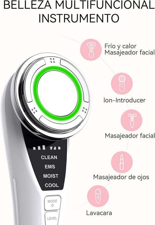 Face Massager,Anlan 5In1 Gesichtsmassagegerät Gegen Falten LED Lichttherapie Massagegerät Gesicht Heat Cool Vibration EMS Gerät Gesicht Gesichtslifting anti Falten anti Aging Gesichtsreinigung Gerät