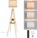 Stehlampe Wohnzimmer Mit Regal Stehlampe Dimmbar 2700K-6500K Holzgestell Mit Ablagefläche Und Fernbedienung Stehleuchte Für Wohnzimmer Schlafzimmer Büro Holz