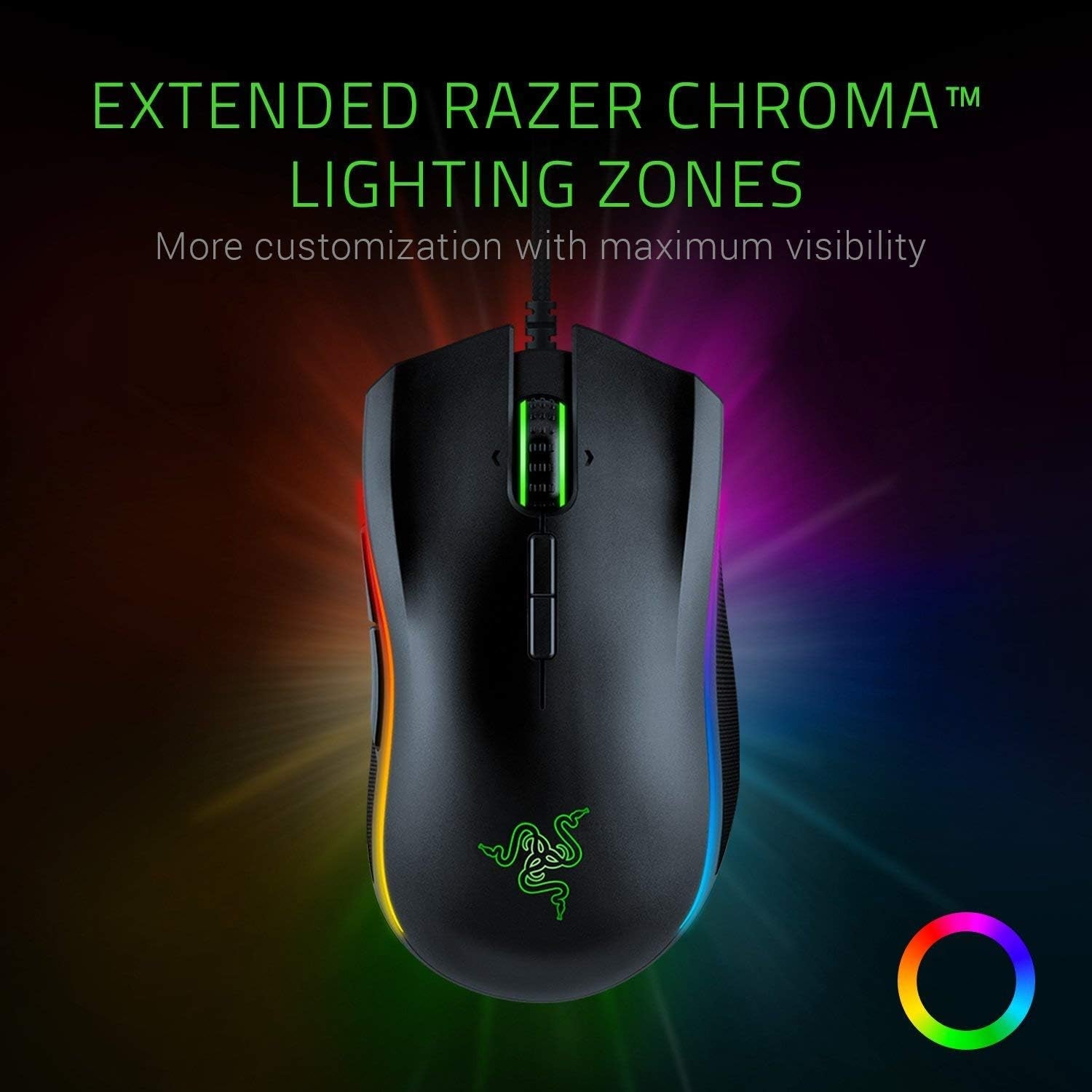 Razer Mamba Elite - Kabelgebundene Gaming Maus Mit Chroma RGB Beleuchtung Für PC / Mac (Optischer 5G-Sensor, Mechanische Switches, 9 Programmierbare Tasten) Schwarz