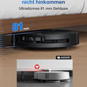 ECOVACS DEEBOT T50 OMNI Gen2 Saugroboter Mit Wischfunktion, 21.000 Pa, Ausziehbare Seitenbürste Und Mopp, Zerotangle 2.0, Moppwäsche Mit 75°C Heißem Wasser, All-In-One Station, Ultradünn 81 Mm,Schwarz