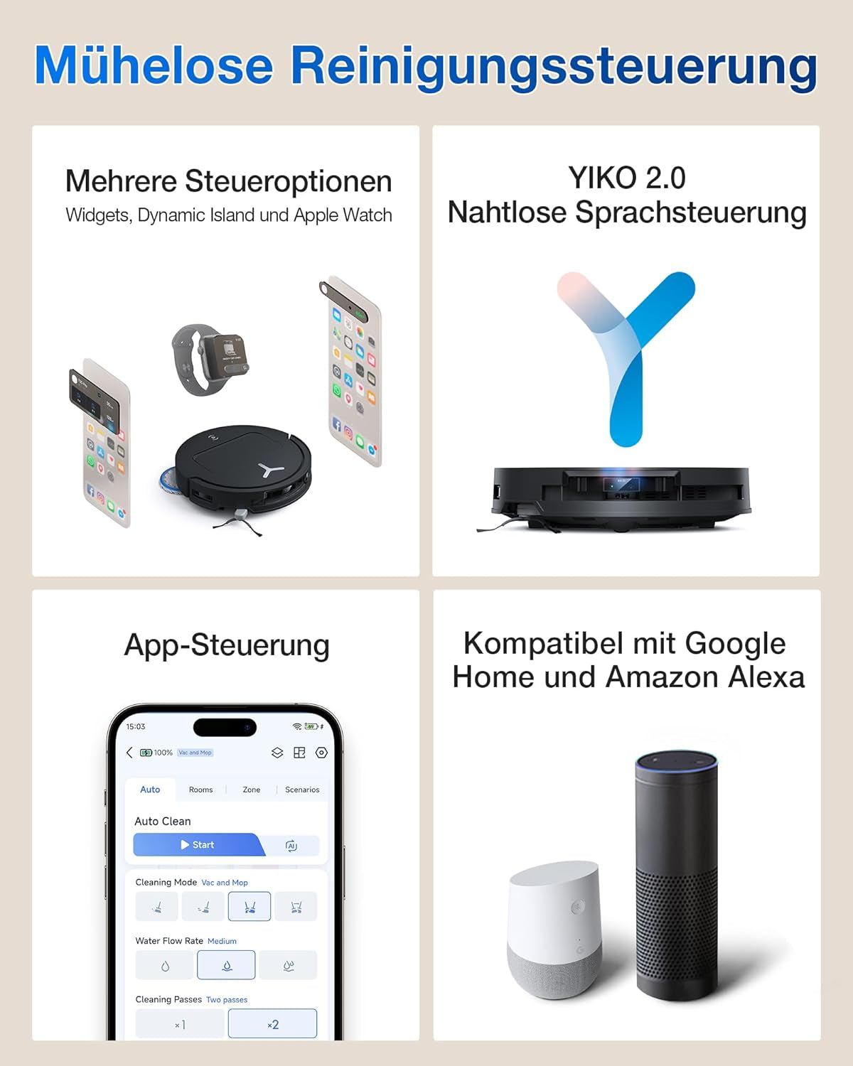 ECOVACS DEEBOT T50 OMNI Gen2 Saugroboter Mit Wischfunktion, 21.000 Pa, Ausziehbare Seitenbürste Und Mopp, Zerotangle 2.0, Moppwäsche Mit 75°C Heißem Wasser, All-In-One Station, Ultradünn 81 Mm,Schwarz